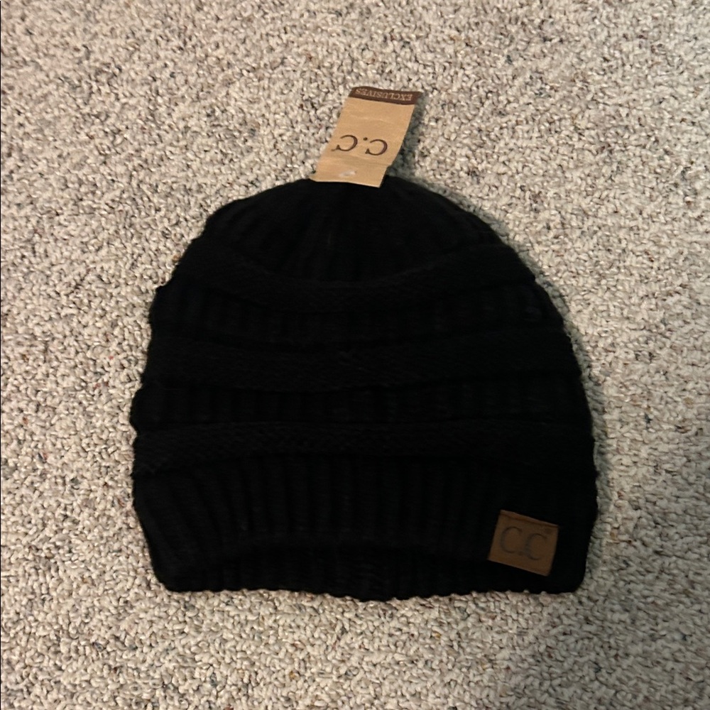 CC Ladies Black Ribbed Beanie